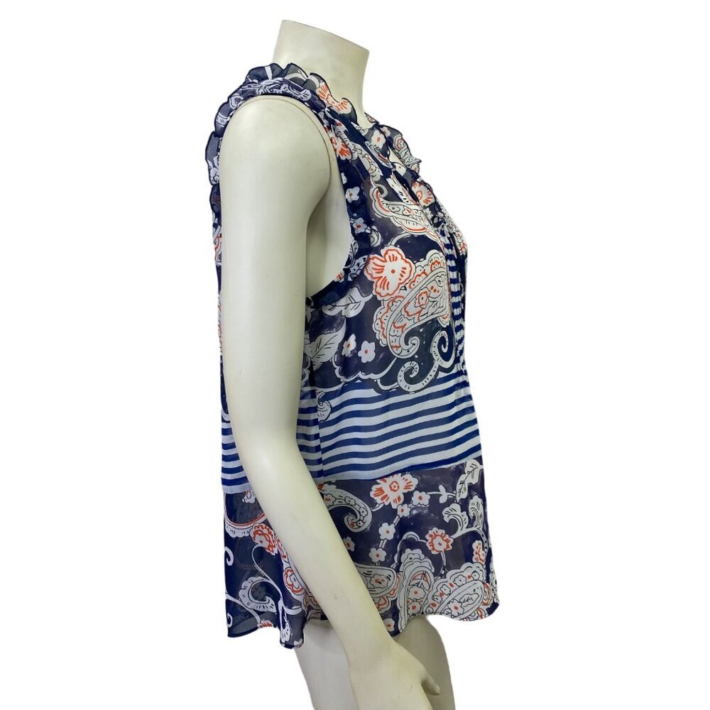 CABI SLEEVELESS‎ RUFFLE NECKLINE TOP SM - Picture 4 of 6